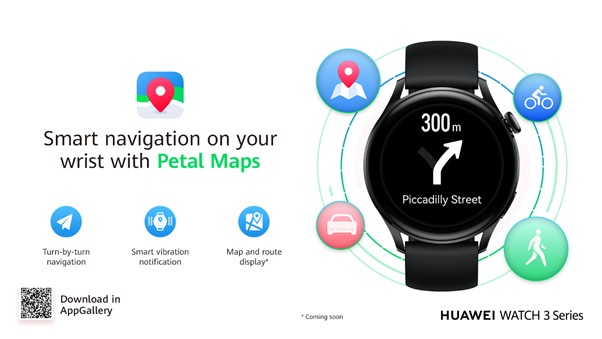 Huawei spouští aplikaci Petal Maps na hodinkách řady Watch 3